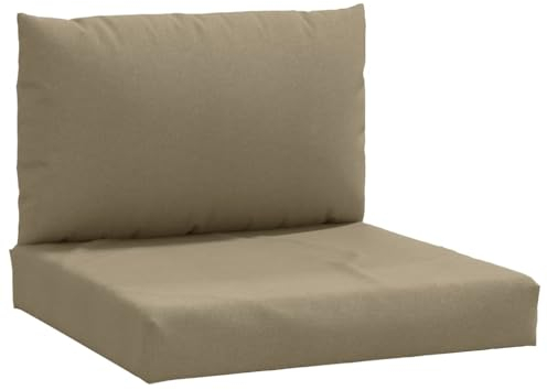vidaXL Palettenkissen 2-TLG., Palettenauflage für Europaletten, Palettenpolster Palettensofa Outdoor Indoor, Sitzkissen Rückenkissen, Melange Taupe Stoff