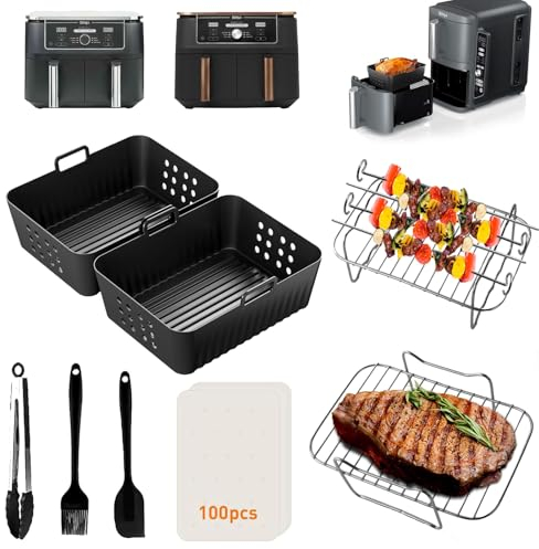 Accessori per Friggitrice ad Aria Ninja, Silicone Per Friggitrice Ad Aria Accessori per Ninja Foodi Max Dual Zone AF400EU AF300EU, Ninja Double Stack XL SL400EU, Friggitrice ad Aria Doppia 7,6L-9,5L
