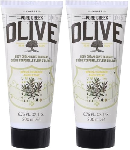 KORRES Olive & Olive Blossom Bodymilk, mit extra nativem Olivenöl & Olivenblütenduft, vegan, dermatologisch getestet, 200 ml (Packung mit 2)