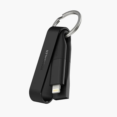 VONMÄHLEN – High Six 6-in-1 Light Ladekabel als Schlüsselanhänger – kompaktes All-in-One Schnellladekabel mit USB-C, USB-A & Micro-USB – für Handy & Mobile Endgeräte (schwarz)