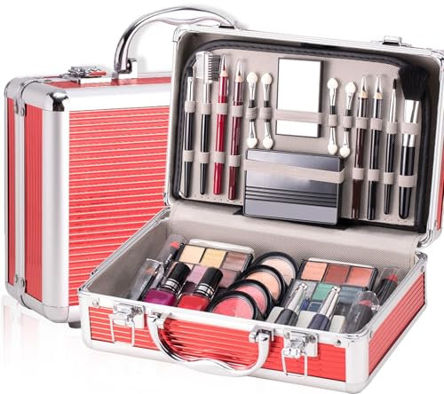 Complete Beginner Makeup Set | Versatile Makeup Case with Eyeshadow, Blush, Eyebrow Pencil, Lipstick, and Nail Polish | Ideal Starter Kit for Teens and Young Adults Exploring Makeup