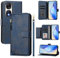 QiongniAN Compatible avec Honor 90 Coque,Compatible avec Honor 90 5G REA-AN00 REA-NX9 Flip PU Cuir Zip Portefeuille Etui pour téléphone Portable Blue