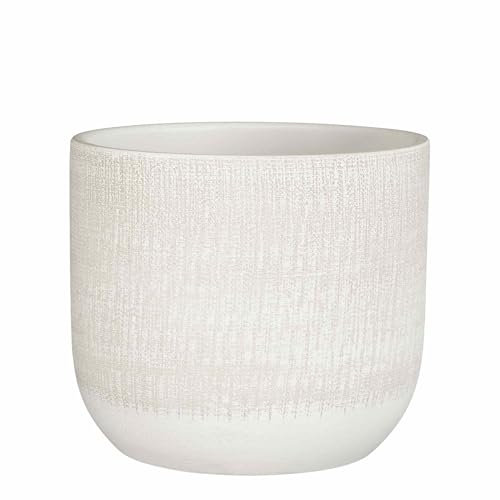 MICA Decorations Pot de fleurs Florian - 22 x 22 x 20 cm - Terre cuite - Blanc cassé