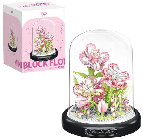 KBIBCK Blumenstrauß Bausteine, 438 Teile Künstliche Blumen Bausatz, Blumen Bausteine Bausatz mit Schutzhülle, Botanische Sammlung, Bauspielzeug, Geschenk (Gardenia)