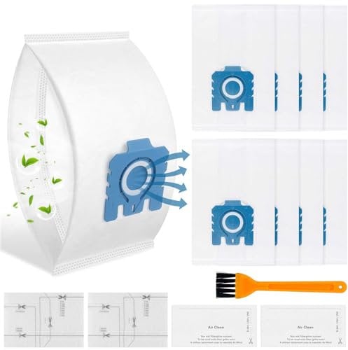 8 Pack Dust Bags Replacement Compatible with Miele Hoover GN Vacuum Cleaner Bags Fits for Classic C1 Complete C2 Complete C3, S2 S5 S8 Series with 2 Motor Protection & 2 Exhaust Filters 