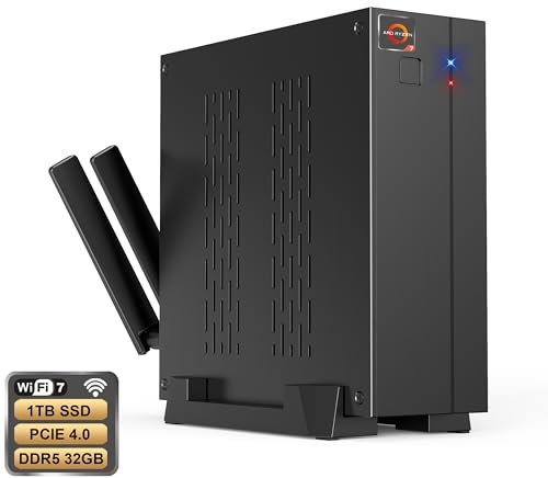 Mini PC Computer avec AMD ryzen7 7840hs ( jusqu'à 5,1GHz) Mini PC Zen4 32GB DDR5 1TB NVMe SSD 7000Mo/s, Mini Gaming PC AMD Radeon 780M Prend en Charge 4K Triple Affichage WiFi 7/BT5.3/USB3.2/RJ45 Doub