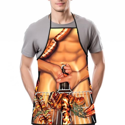 KUMSODE Delantal Cocina, Sexy Delantal de Cocina Hombre en Bañador Regalo Divertido para Novio Marido