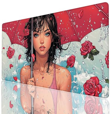 Umbrella Mouse Pad, Gaming Mouse Pad 28 x 12 x 0.12 inch, Desk Mat Large with Stitched Edges, Non Slip Rubber Base, Woman Mousepad Waterproof for Office Gaming Desk Accessories Gifts for Men GYL-2024