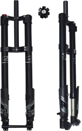 1-1/8 Straight Tube MTB Bike Upside-Down Fork 26 27.5 29 Inch Bicycle Double Shoulder Fork Travel 200Mm Axle 15Mm Shockproof with Rebound Adjustment