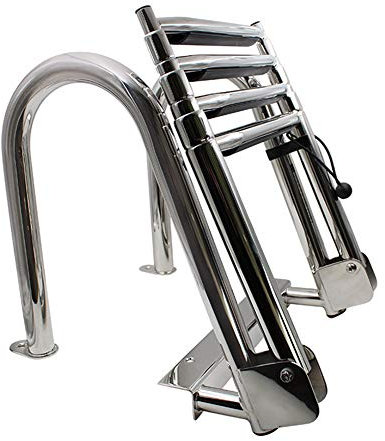 Teleskop-Anlegeleiter für Pontons – robuster Edelstahl, 4-stufiges Klappdesign, 259 kg Tragkraft für einfachen Zugang zu Boot, Yacht, Anlegestelle oder Pool