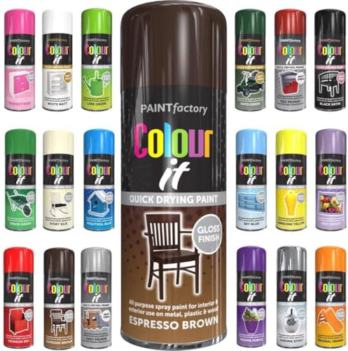 Spray Paint Espresso Brown Gloss Aerosol 400ml Cans - Quick Dry, All Purpose Spray Paint for Interior and Exterior Ideal for Wood, Metal, Plastic, Indoor & Outdoor Use