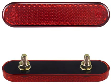 MLPKOI 4 Pcs Motorcycle Reflector on Rectangular Reflectors, Number Plate Reflector Motorbike, Bike Reflectors Front and Back, Road Safety Gate Posts Rear for Trailer Truck Gate Post
