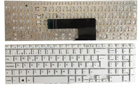 QHHOZHD Spanisch Laptop Tastatur für Sony für Vaio SVF152 SVF153 SVF1541 SVF1521K1EB svf1521p1r SVF152C29M SVF1521V6E weiß/schwarz/Silber(White)