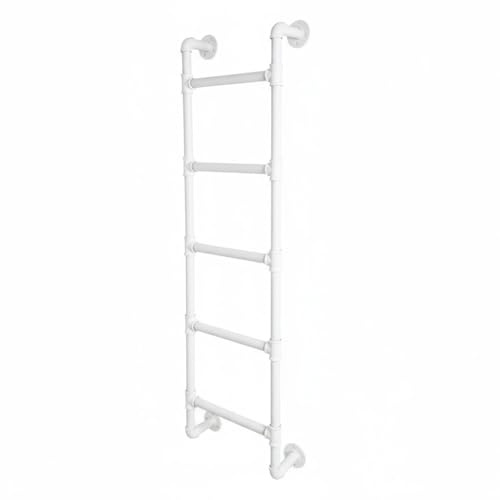 Wandmontage etagenbett Leiter Zum EinhäNgen Dachbodenleiter, Metall Eisen Feuer Fluchtleiter, Sicherheitsleiter Zum Anlehnen, Metall-Trittleiter für Dachboden, Dachboden, Wohnheim(Weiß,120CM)