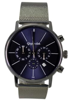 Gigandet Chronograph Armbanduhr Herren Damen Silber Blau Datum G32-014