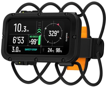 SUUNTO Nautic Dive Computer with Bungee Cord, Bright AMOLED Display, Integrated LED Flashlight, Up to 120H, GPS & Underwater Route Tracking, Wireless Tank Pressure Monitor