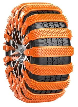 LECREA 10 Stück Auto Schneeketten für Jeep Renegade (BU) 2015-2020 2021 2022 2023 2024 2025, Anti-Rutsch Schnee Reifen Kette, Winter Notfall Traktionshilfe, Sicherer Grip auf Schnee & EIS,A Orange