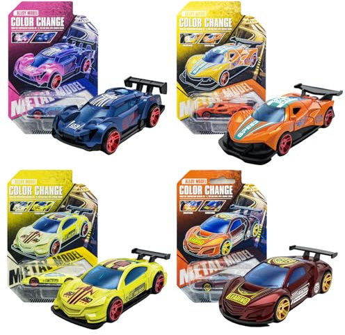 PLUSHCEWT 4er Autos Spielzeugset, Farbwechsel Mini Racers Spielzeugauto, B | Farbwechselnde Auto Spielzeugautos, Farbwechselnde Auto Spielzeugset, Auto Set Geschenk Innen Außenspiele für Jungen Mädchen