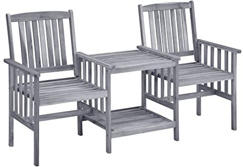 Teenpull Chaises de Jardin en Bois d'acacia Massif avec Table à thé 159x61x92 cm Ensemble mobilier extérieur Patio Durable Confortable