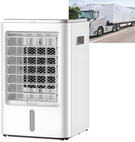 LwiftGal Mini Condizionatore d'Aria per Camper, Raffrescatore d'Aria Evaporativo, Condizionatore Portatile, con Telecomando, 3 velocità, 3 modalità, Ideale per Camper, Camion 12V