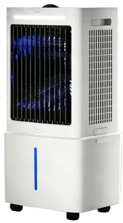 Mobile Klimaanlage Ohne Abluftschlauch 3-in-1 mit 25L Wassertank | Tragbares Klimagerät, Verdunstungsluftkühler, 2000m³/h, 80W, 3 Stufen, Oszillierend, 2 Kühlakkus, für Schlafzimmer & Büro