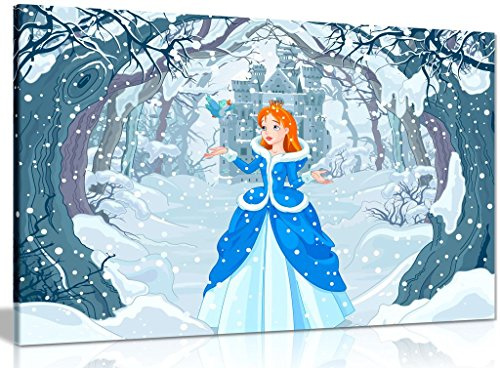 Princess At Magic Winter Castle Canvas Wall Art Picture Print (12x8in)