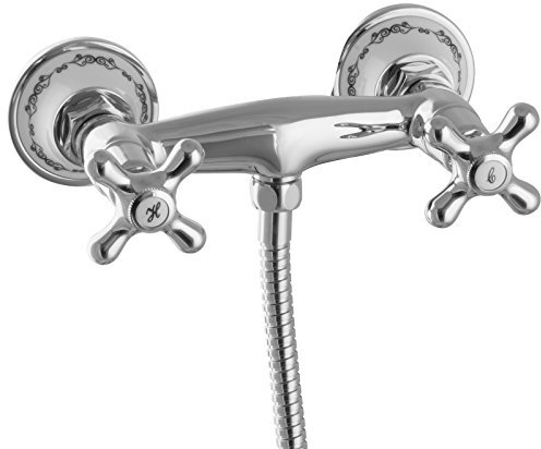 PaulGurkes Duscharmatur Nostalgie retro Antik Keramik Mischbatterie Zweigriffmischer Brausebatterie Dusch Armatur Wasserhahn