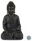 Relaxdays Buddha Figur sitzend, 30 cm, Gartenfigur, Dekofigur Wohnzimmer, Polyresin, wetterfest, frostsicher, dunkelgrau