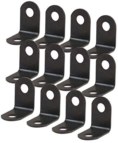 sourcing map 12 Stück Winkelhalterung aus Metall 12x12mm schwarz L-förmige rechtwinklige Klammern Eckenschutz Regalträger mit Schrauben für Möbel