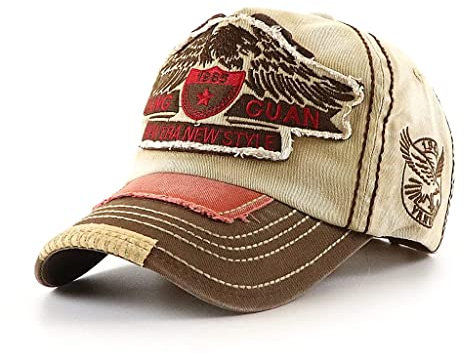 CHENNUO Vintage Basecap Distressed Snapback Caps Trucker Hat Baumwolle Baseball Cap Freizeit Outdoor Kappe Unisex (Beige)