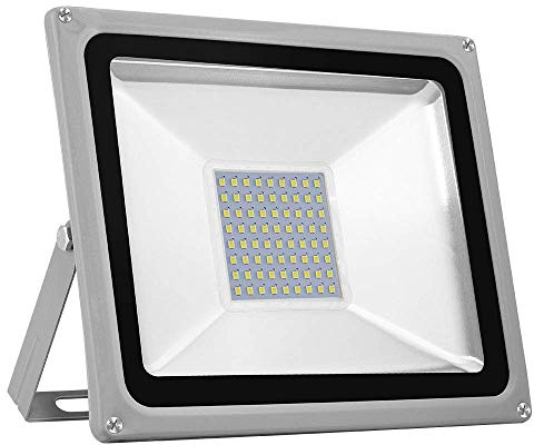 Bikuer 50W Kaltes Weiß LED Strahler, LED Scheiwerfer Superhell 5000LM Strahler Außen 6500K Kaltweiß Fluter IP65 Wasserdicht Flutlicht Außenstrahler für Sportplatz Garage Garten Hinterhof