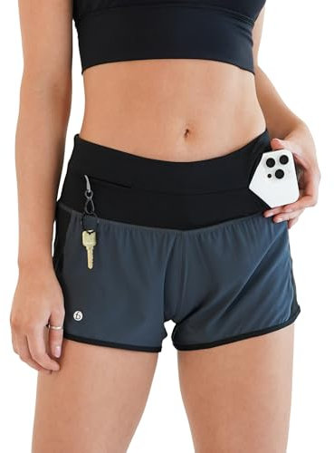 FlipBelt - Damen Laufshorts mit Taschen - mit Handytasche fürs Joggen - Anthrazit - XL