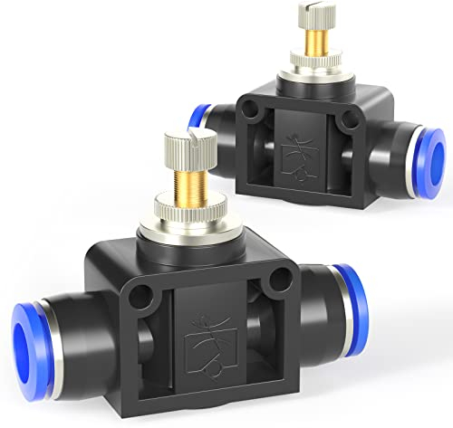 TAILONZ PNEUMATIC Air Flow Control Valve with Push-to-Connect Fitting, in-Line Speed Controller Union Straight - 6MM Tube OD x 6MM Tube OD LSA-6 (Pack of 5)