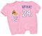 N/A Baby Basketball Trikot,Baby Body Kurzarmshorts,Unisex Strampler Formender (Bryant-24),0-15 Monate,Pink,80cm
