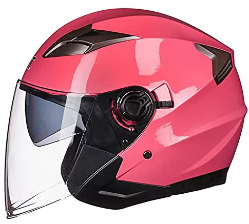Casque 3/4 Open Face Moto Demi Face Jet Pilote Moto Scooter Biker Demi-Casque DOT/ECE Approuvé Avec Double Pare-Soleil Pour Hommes Femmes Respirant Et Léger,Rose,M