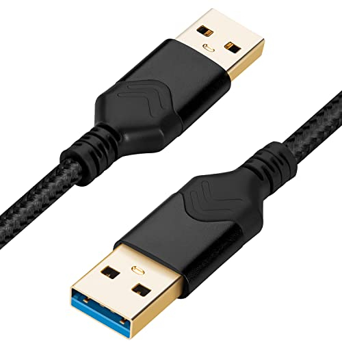 Câble USB 3.0 mâle vers mâle, câble de données haute vitesse USB A vers USB A compatible avec disque dur/refroidisseur d'ordinateur portable/décodeur/lecteur DVD/TV/appareil photo (0,3M, Noir)