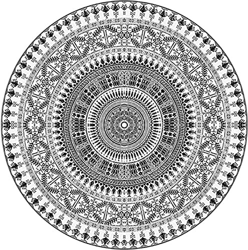 ZOYIEP Teppich Rund Mandala Teppiche, Boho Runde Teppiche, Abwaschbar Baumwollteppich Rund Badteppich für Wohnzimmer Schlafzimmer Dekor (Stil A,120cm)