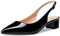 Aachcol Donna Slingback Chunky Blocco Basso Tacco Heel Pumps a Punta Cinturino alla Caviglia Sandali Dress Scarpe Feste Ufficio da Matrimonio Nero Verniciata 3.5 CM 42 EU
