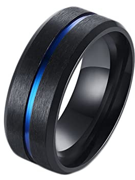 Daesar Herren Ring Personalisiert, Edelstahl Ringe Schwarz 8MM Matt Eheringe Trauringe Nickelfrei Große 67 (21.3)