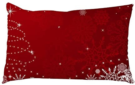 Kissenbezug Weihnachten Neujahr Winter Schneeflocken Rote Baum Sterne Kissenbezug Langer Kissenbezug 60 x 40 cm
