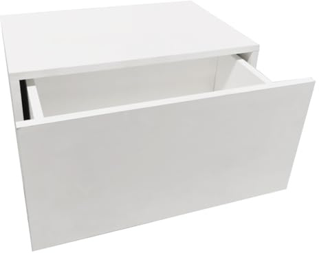 VDD Schwebender Nachttisch - Hängedielenschrank - mit Schublade - 50 cm breit - weiß