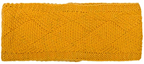 styleBREAKER Damen Strick Stirnband einfarbig mit Rauten Muster, Thermo Fleece Futter, Winter Headband Uni 04026062, Farbe:Curry