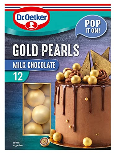 Dr. Oetker 12 Milk Chocolate Gold Pearls Cake Decorations