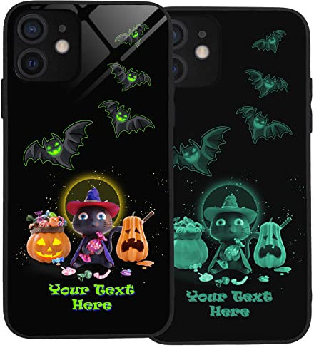 Halloween Spooky Phone Case for iPhone 11 Pro Personalised Case, Slim Anti Scratch Glass panel with shockproof TPU Rims | Glow in the Dark Case | Custom Phone Case-Halloween-2
