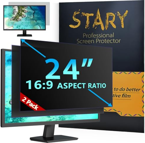 STARY 2 Stück Computer Bildschirm Blickschutzfilter für 24 Zoll Monitor 16:9 Seitenverhältnis, Anti-Blaulicht Displayschutz, 24 Zoll Abnehmbare Privacy Screen Filter, Blendfreie Schutzfolie