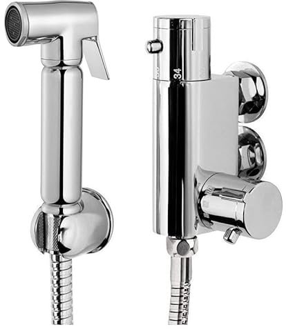 Xcel Home Thermostatic Chrome Brass Douche All-in-One Set | Muslim Bidet Shattaf Shower Head | Hygiene Toilet Spray Cleaner | 1 Set