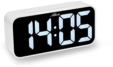 Atlanta Digitalwecker große LED Anzeige Alarm Lautstärkeregelung dimmbares Display - 2604/0 (Weiß)