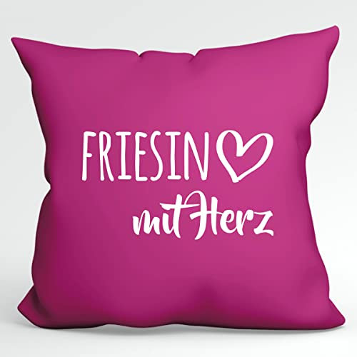 Huuraa Sofakissenbezug Friesin mit Herz Geschenk 40x40cm Fuchsia Baumwolle Friesin Geschenkidee