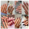 XYUH 8 Confezioni (192 Pezzi) - Unghie Finte Adesive, con Colla, Colorate, Quadrati di Mandorla e French Corte, Set per Donne e Ragazze