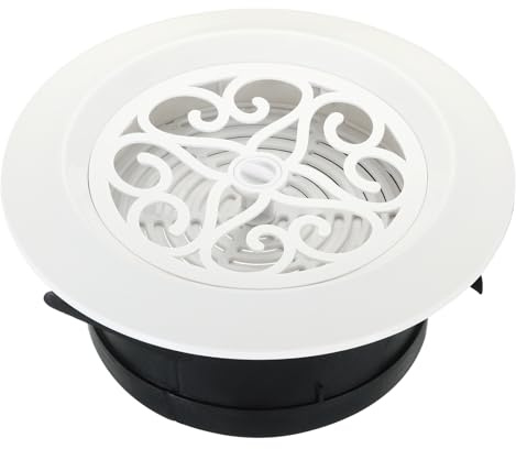 PATIKIL 5 Inch Round Air Vent, Adjustable Ceiling Diffuser Grill Cover ABS Louver Soffit Vent with Screen for Bathroom Kitchen Living Room, White